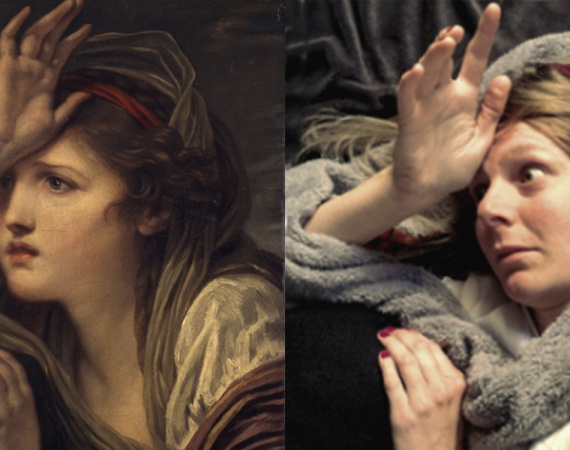 La superbe réinterprétation du tableau "L'effroi" de Jean-Baptiste Greuze, XVIIIe siècle, par Lisa