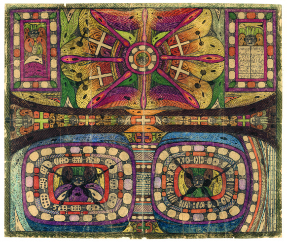Adolf Wölfli, "Recto: Bettania Gottes=Aker — Verso: Erklärung des vohrligenden, Bildes", 1927