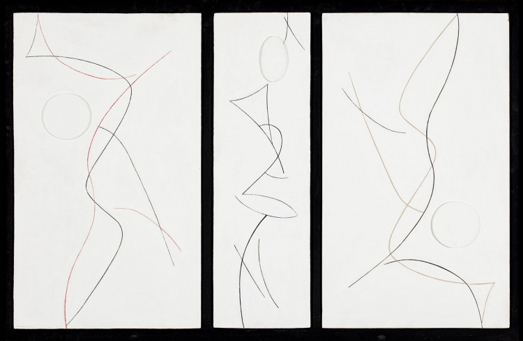Marcelle Cahn, « Triptyque, Peinture-relief » [Triptych, Relief painting], 1953