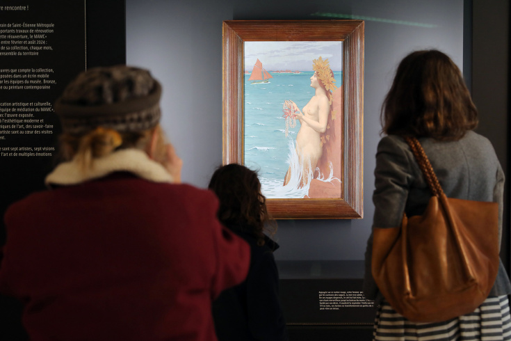 Vue de l'œuvre d'Alexandre Séon "La Sirène", 1896, à la Mairie de Saint-Maurice-en-Gourgois