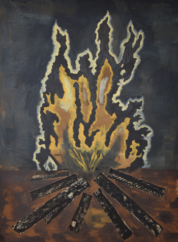 Damien Deroubaix, Le feu, 2018