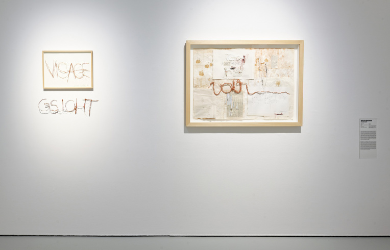 Myriam Mihindou, "La langue secouée" series: "Visage / Gsicht" [Face], 2018 and "Embody I", 2017