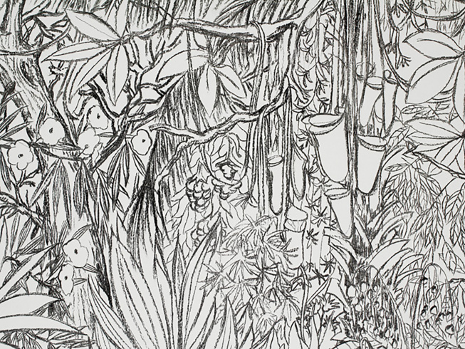 Stéphanie Nava, "La luxuriance sauvage de leurs ramifications" [The Raw Luxuriance of Their Ramifications (The Jungle)] (detail), 2013