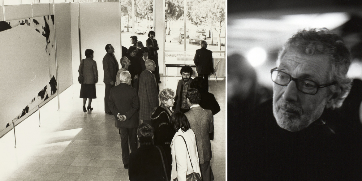 À g. : Pierre Buraglio lors du vernissage de l'exposition au Musée Cantini, Marseille. À d. : Pierre Buraglio en 2015