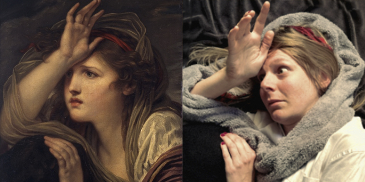 La superbe réinterprétation du tableau "L'effroi" de Jean-Baptiste Greuze, XVIIIe siècle, par Lisa