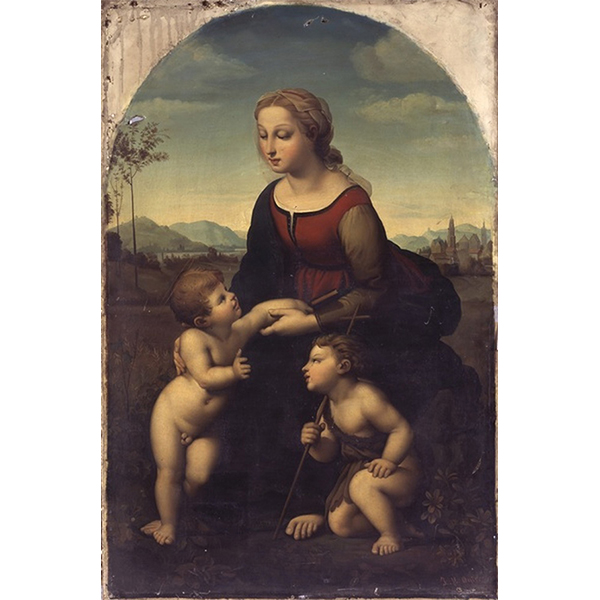 Jean-Marie Ogier, d'après Raphaël, "La belle jardinière d'après la Belle jardinière de Raphaël", XIXe siècle, huile sur toile, 122 x 80,4 cm