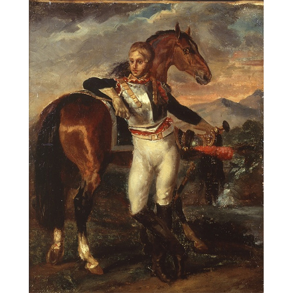 Théodore Géricault, "Portrait posthume du Lieutenant Le Grand", vers 1810, huile sur toile  Esquisse, 45,5 x 37,6 cm