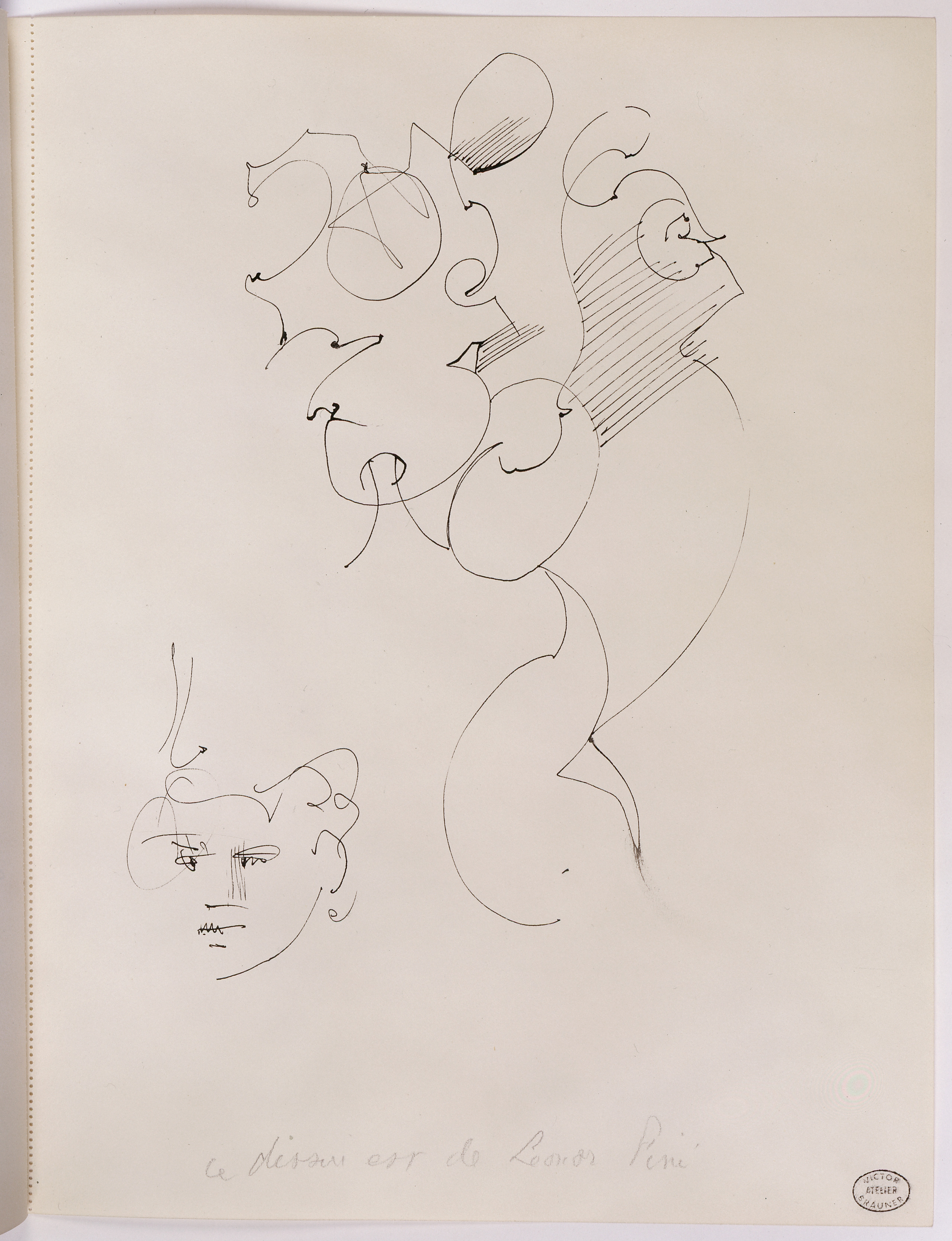 Leonor Fini (attribué à) (1907, Buenos Aires, Argentine – 1996, Paris, France), Sans titre, 1958, plume et encre de Chine sur papier, 27,9 × 21 cm, Collection MAMC+