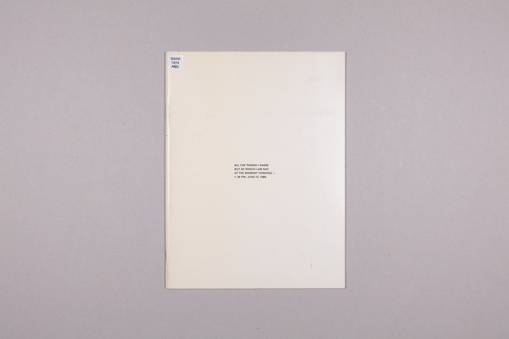 Robert Barry, Stedelijk Museum Amsterdam, September 13 - October 20, 1974