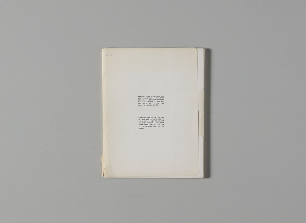 Participations au Festival Non art-Anti art-La vérité est art-Comment changer l'art et l'homme-qui eut lieu du 1er au 15 juin 1969 dans le monde entier