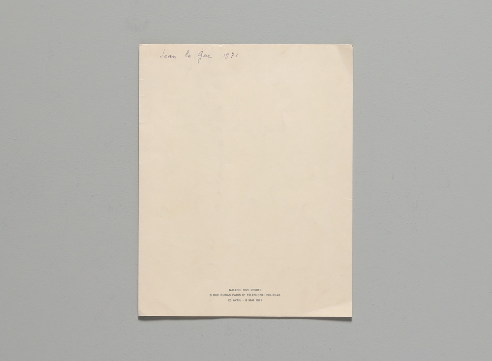 [Jean Le Gac] : Galerie Rive Droite
