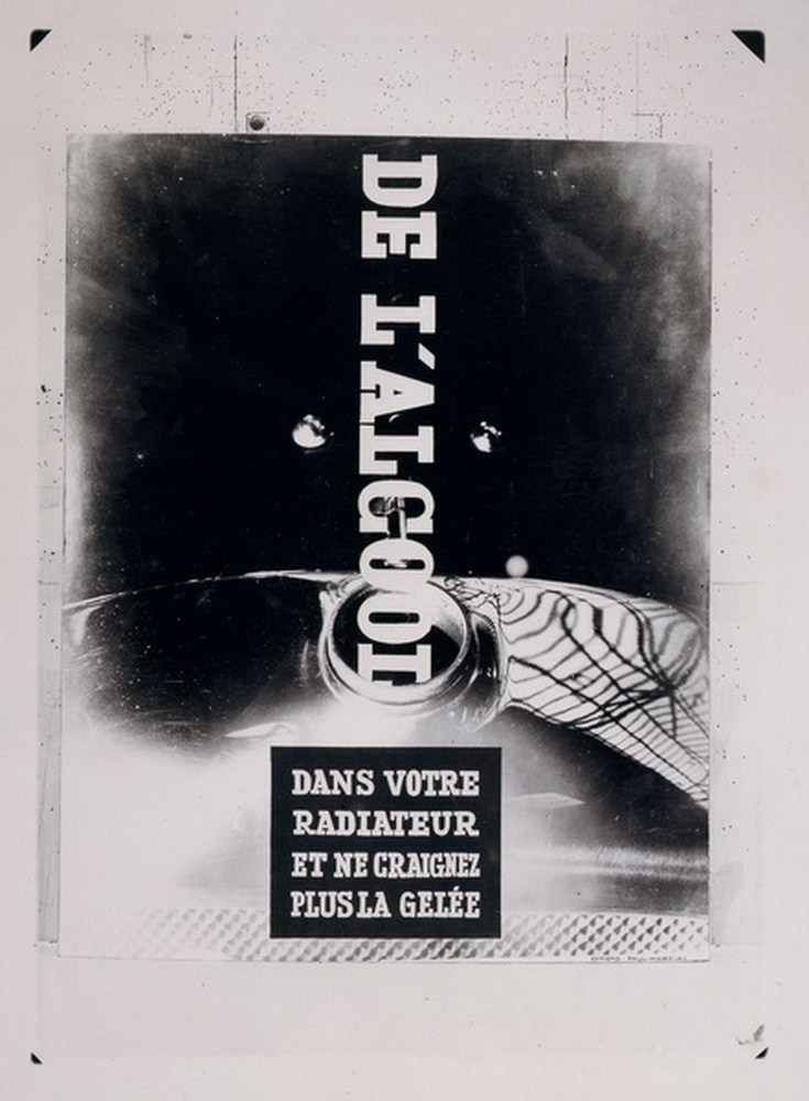 Affiche publicitaire, De l'alcool dans votre radiateur et ne craignez plus la gelée