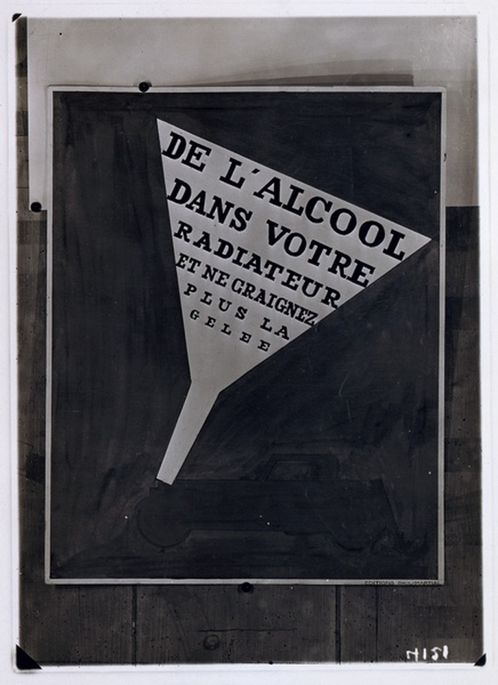 Affiche publicitaire, De l'alcool dans votre radiateur et ne craignez plus la gelée