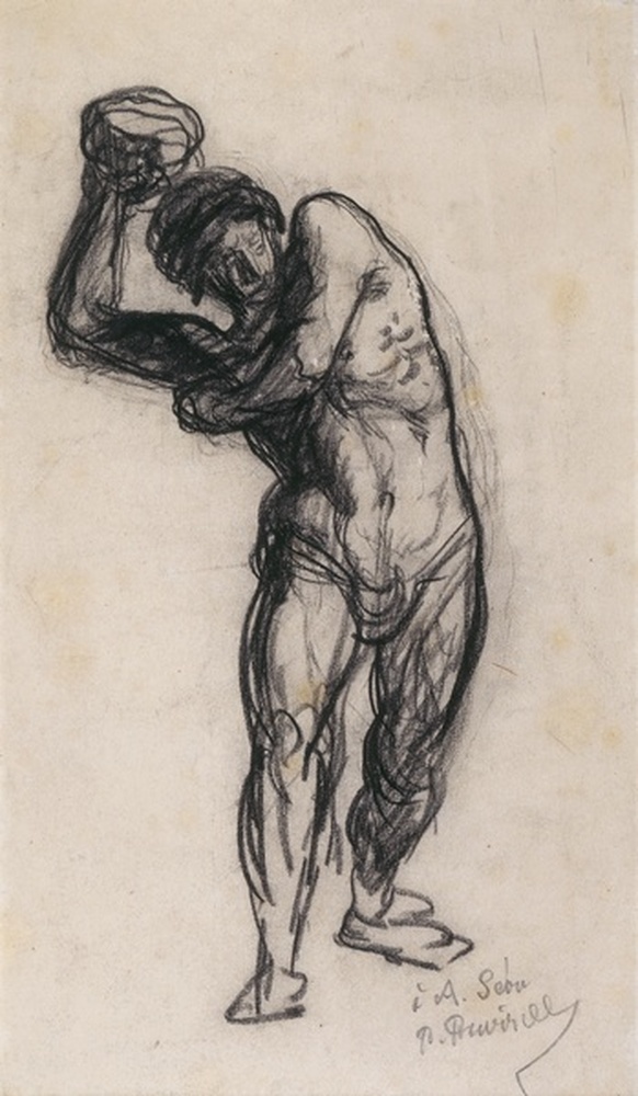 Homme lançant une pierre