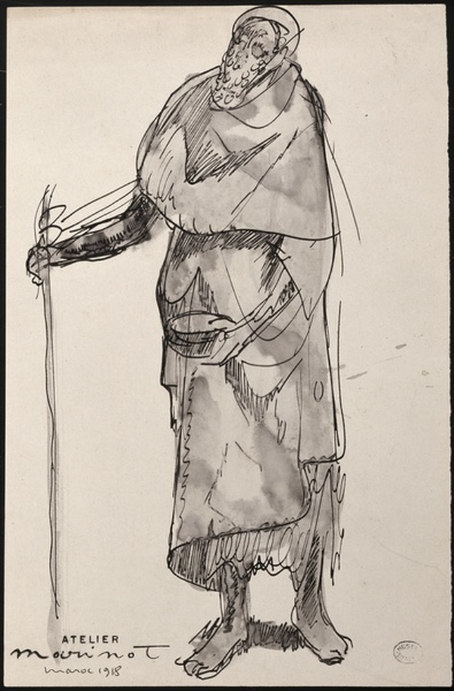 Au Maroc, arabe au baton 1918