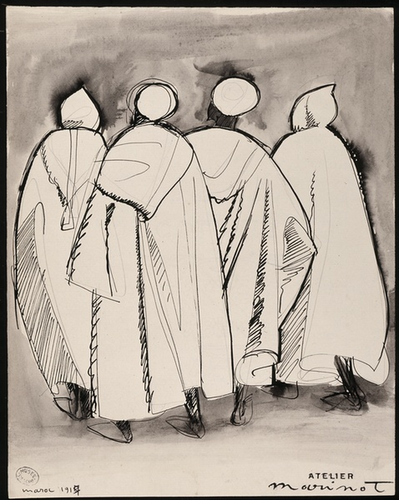 Au Maroc, quatre arabes de dos
