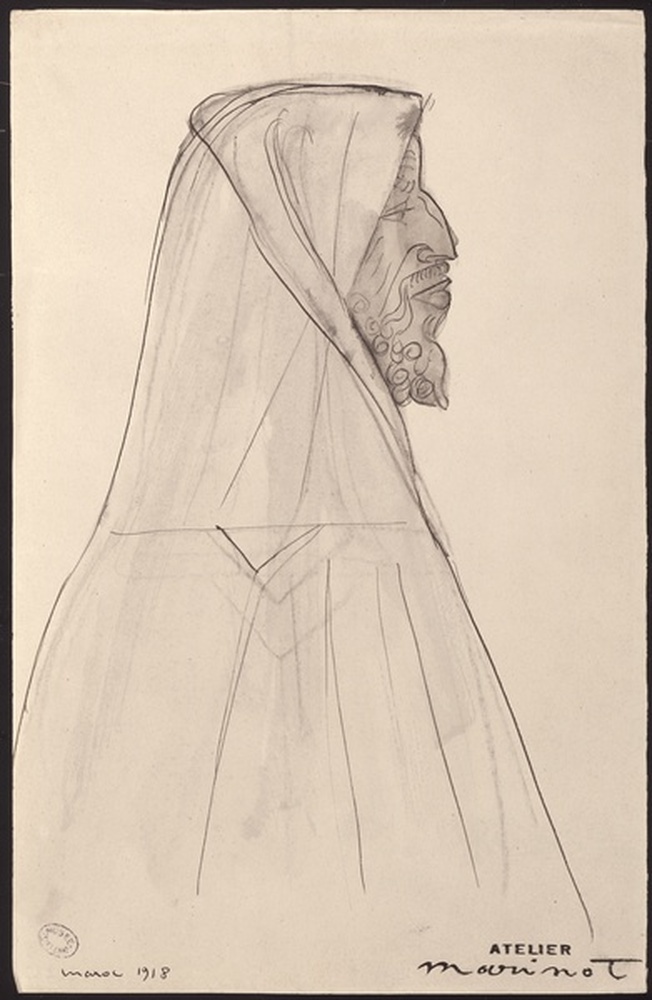 Au Maroc, tête arabe de profil 1918