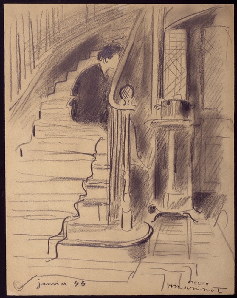 Florence dans l'escalier rue Léon Couturet chez les Mérat