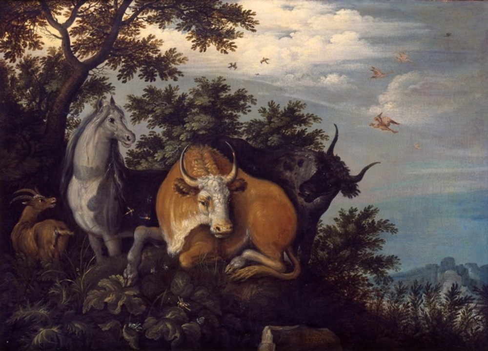 Animaux dans un paysage montagneux