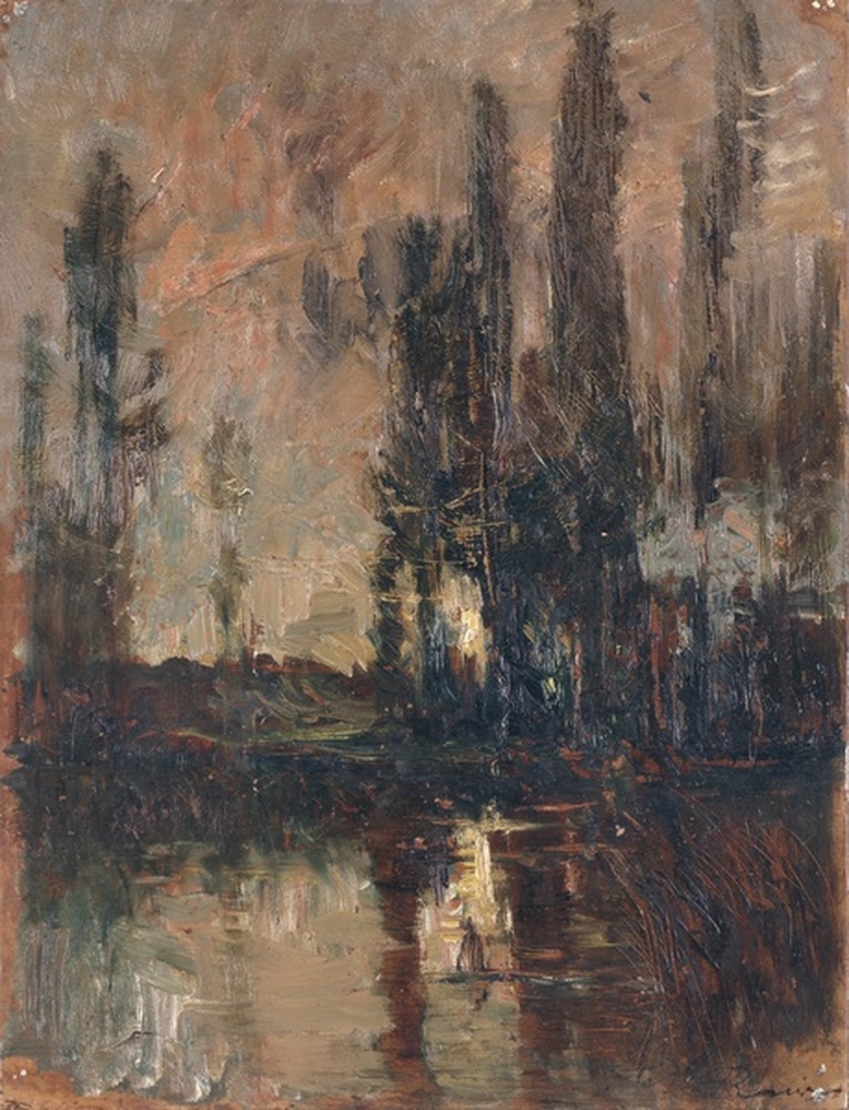 Peupliers et étang