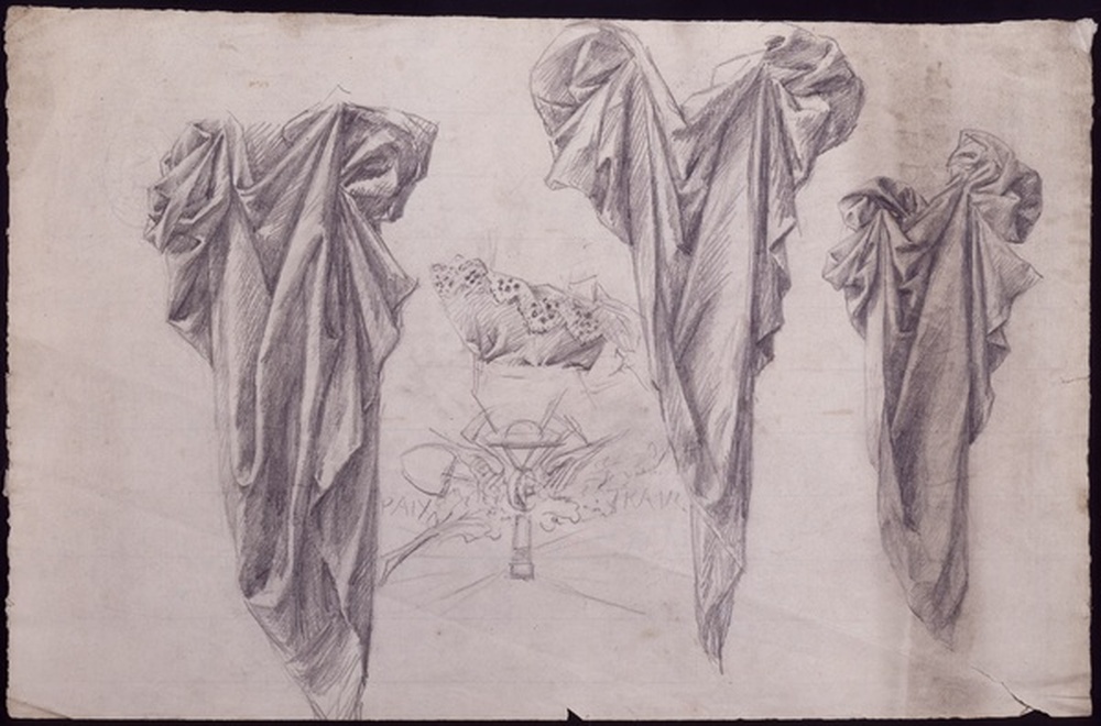 Trois études de draperies et deux autres motifs