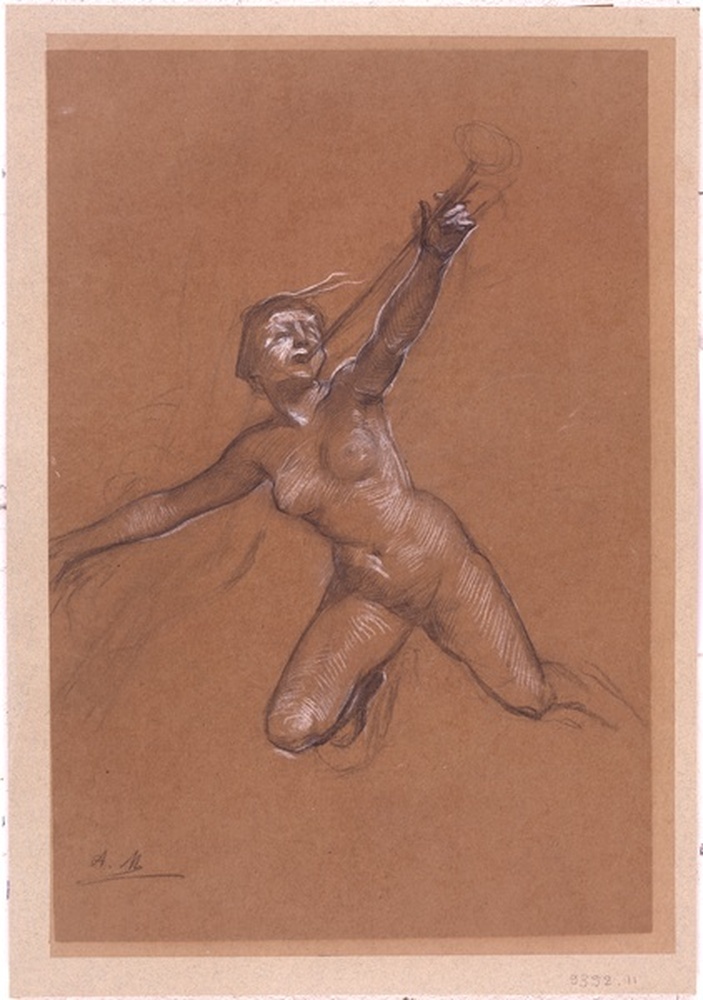 Figure allégorique à la trompette