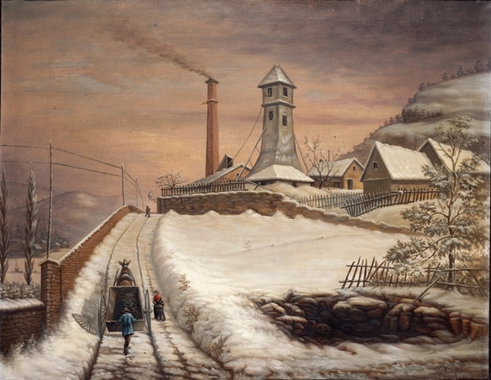 Puits de mine sous la neige