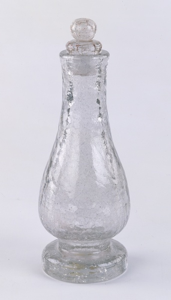 Grande bouteille à socle améthyste pâle craquelée