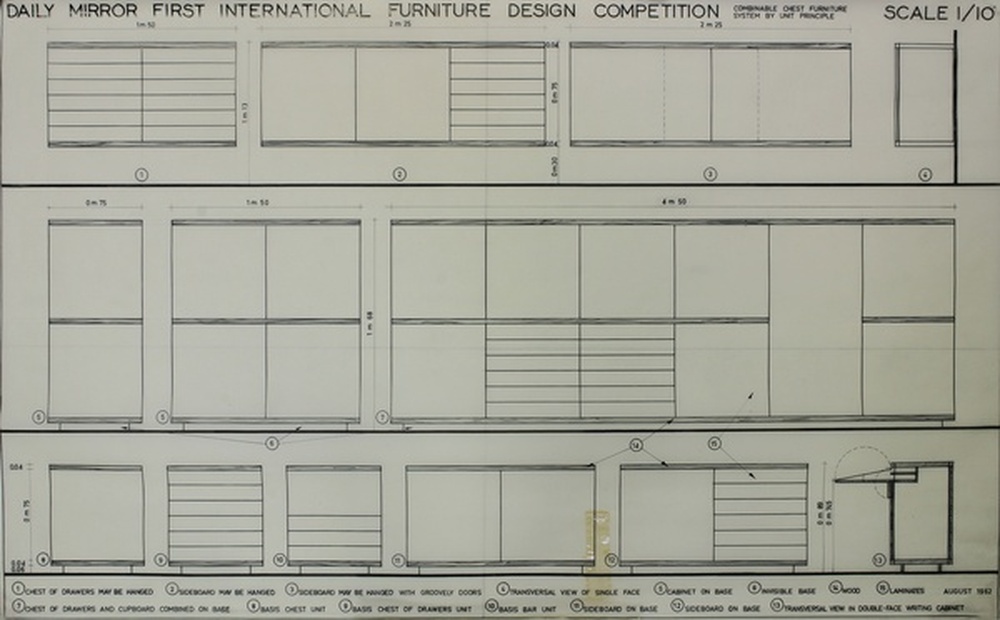 Daily mirror first international furniture design competition, combinable chest furniture system by unit principle