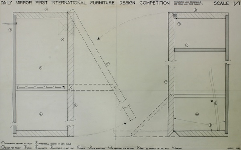 Daily mirror first international furniture design competition, bed-head and side cabinets