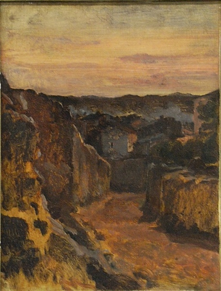 Paysage, route et village