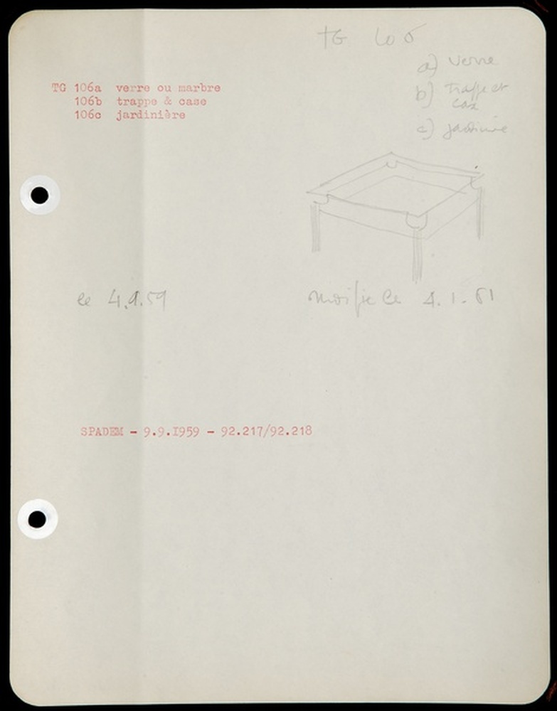 Table guéridon TG 106, 1959 - 1961