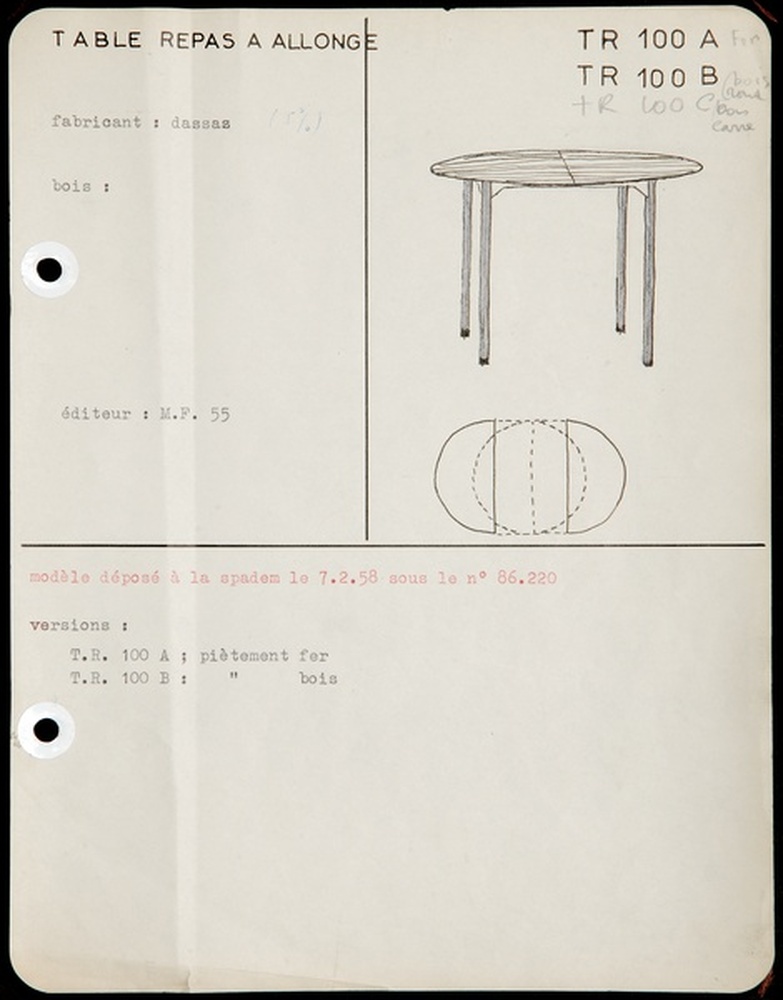 Table repas TR 100, 1958 - 1976