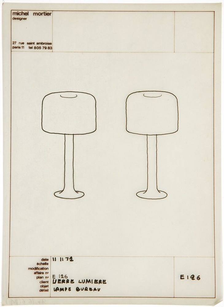 Eclairage E 126, Verre lumière, lampe de bureau, 1972 - 1973