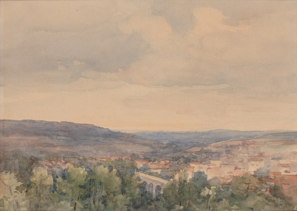 Paysage avec un acqueduc