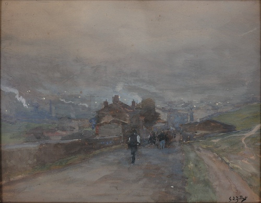 Paysage minier - le soir (route avec personnages)
