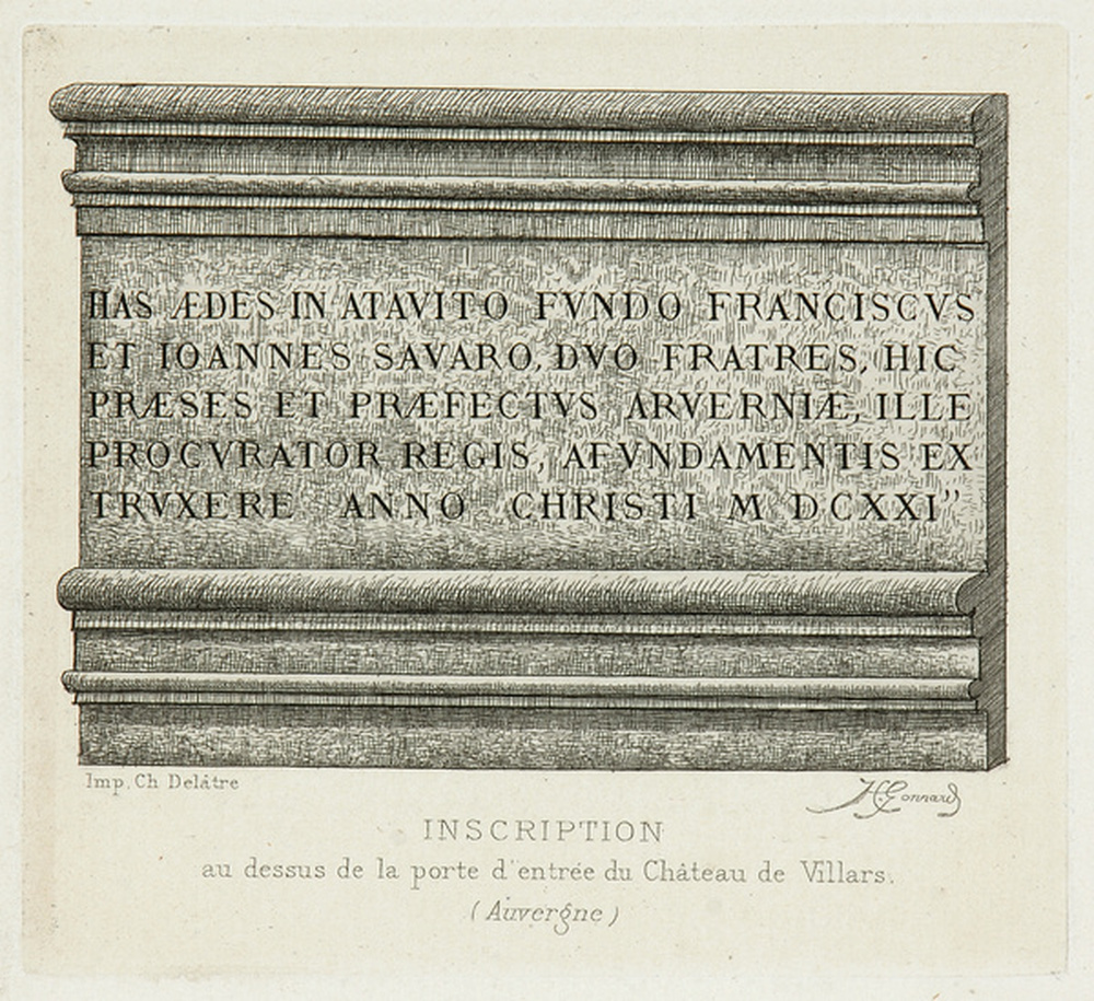 Inscription au-dessus de la porte d'entrée du Château de Villars