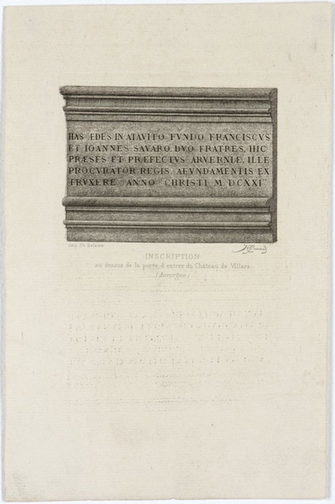 Inscription au-dessus de la porte d'entrée du Château de Villars