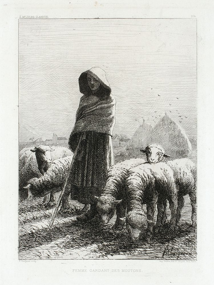 Femmes gardant des moutons