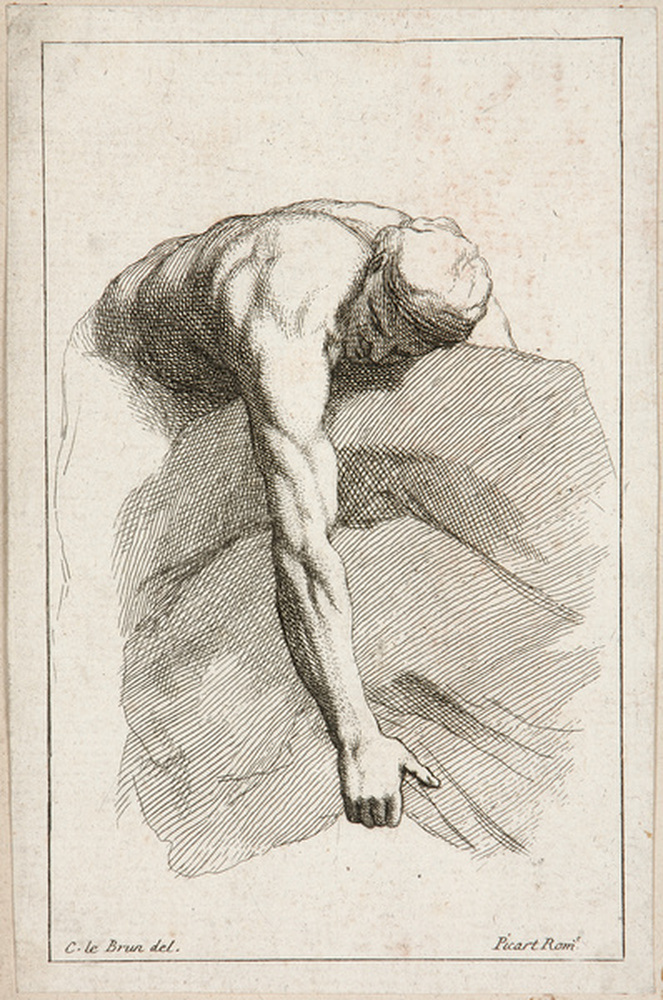 Etude d'homme portant à bout de bras un énorme paquet dans un linge