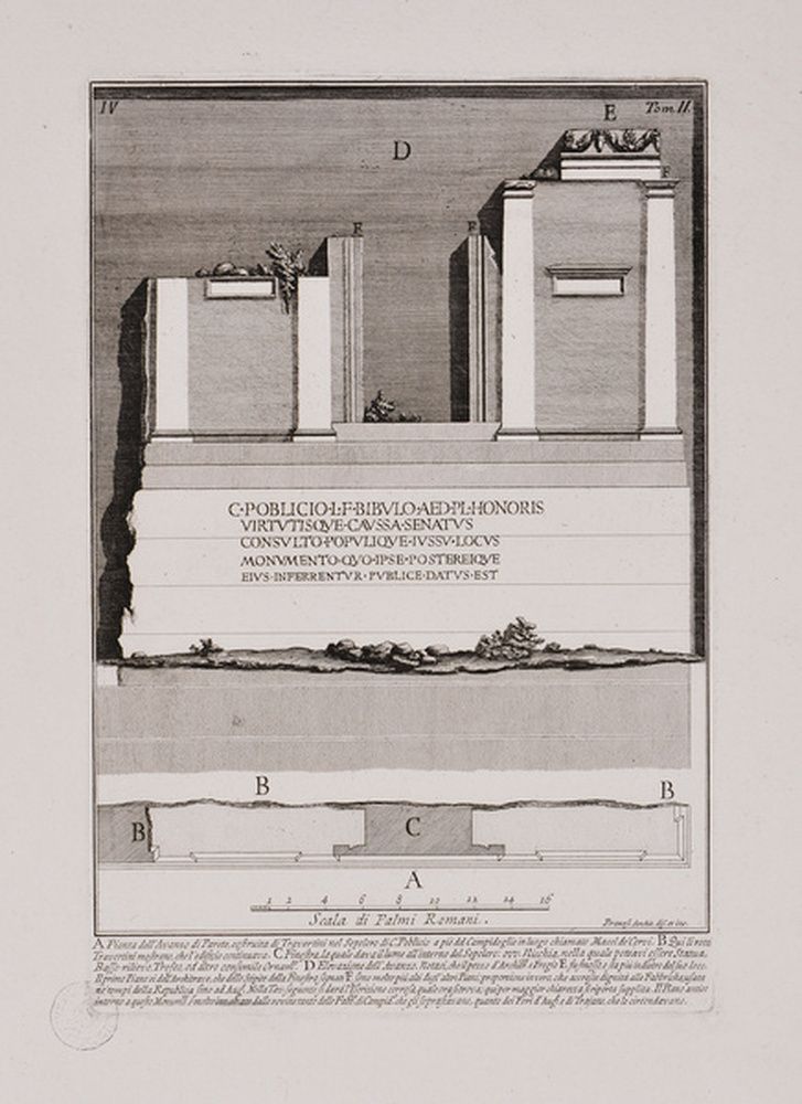 Plan des vestiges des murs du tombeau de C. Publicius