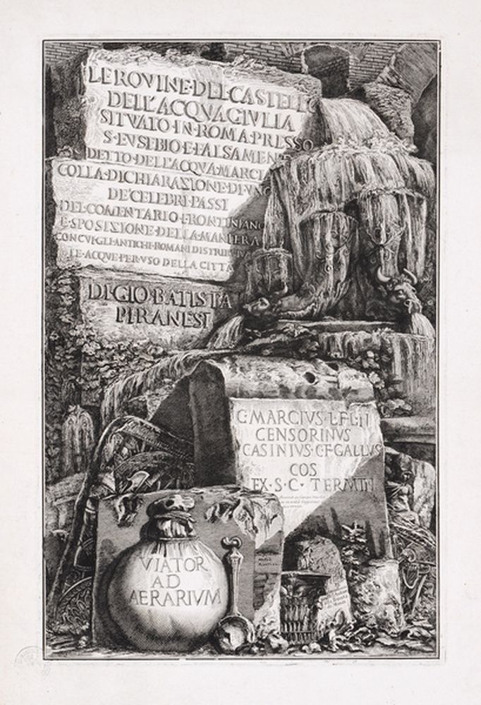 Page de titre : vestiges de la fontaine de l'Acqua Giulia