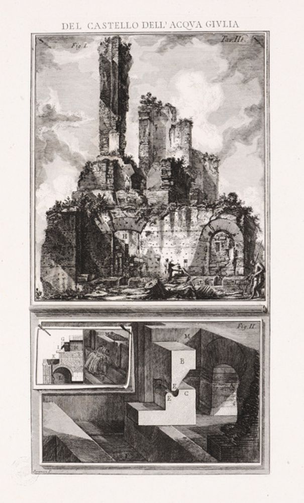 Vue latérale et coupe de la fontaine