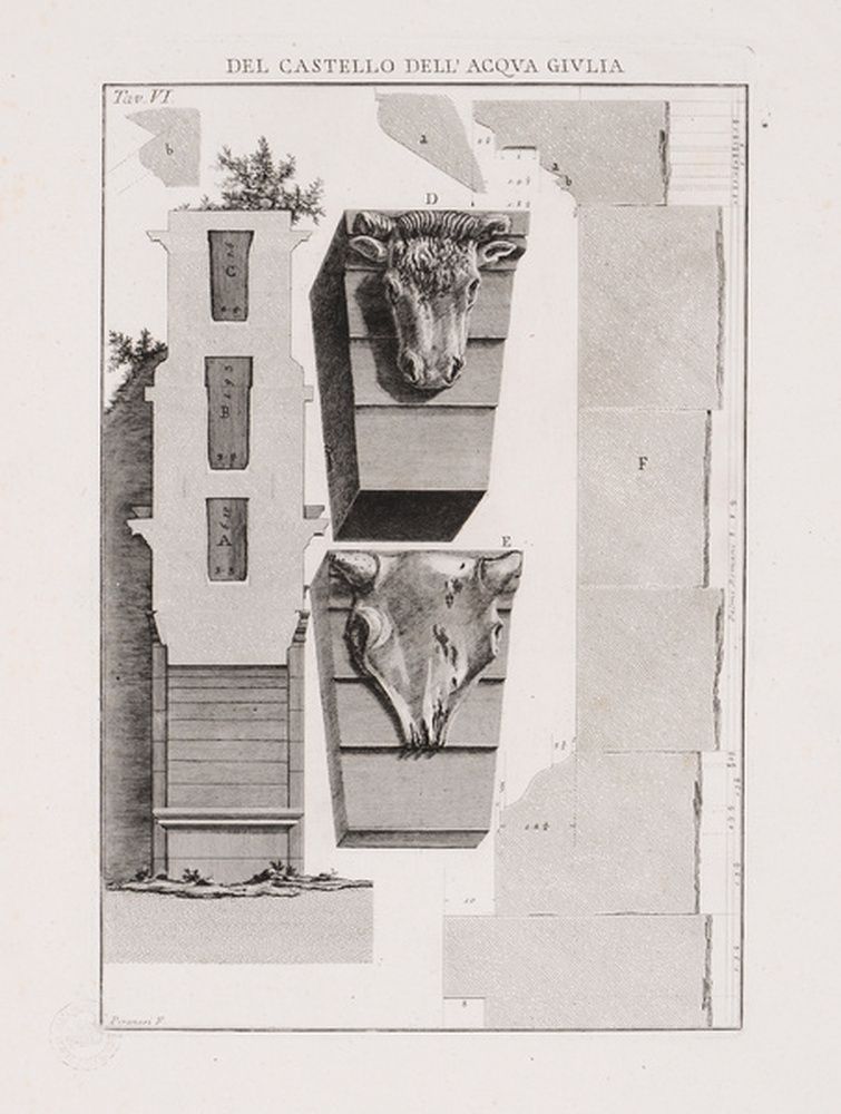 Coupe et détails de la Porta S. Lorenzo