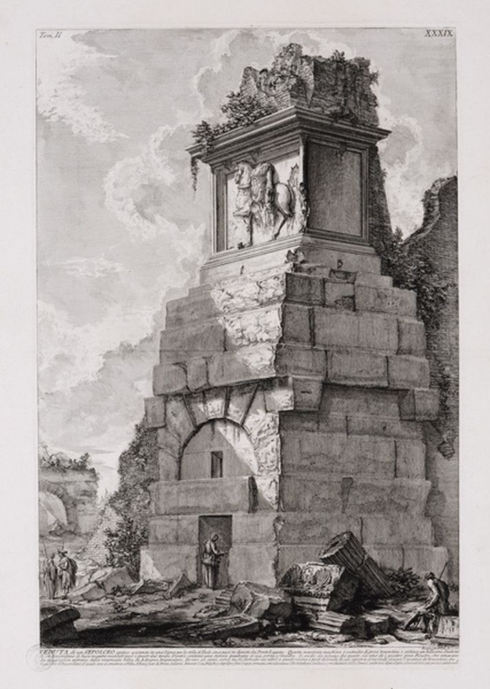 Vue d'un tombeau antique situé sur la route de Tivoli