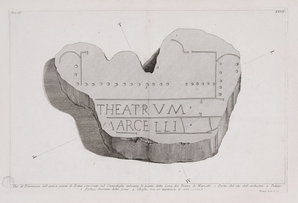 Un des fragments de l'ancien plan de Rome