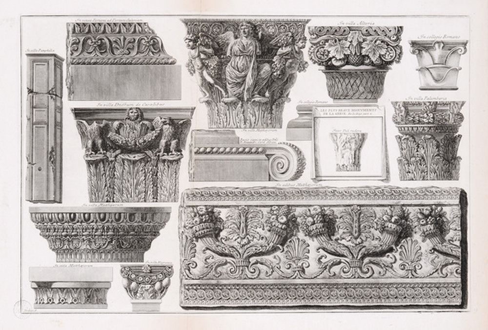 Chapiteaux et frises comparés avec des planches de Le Roy