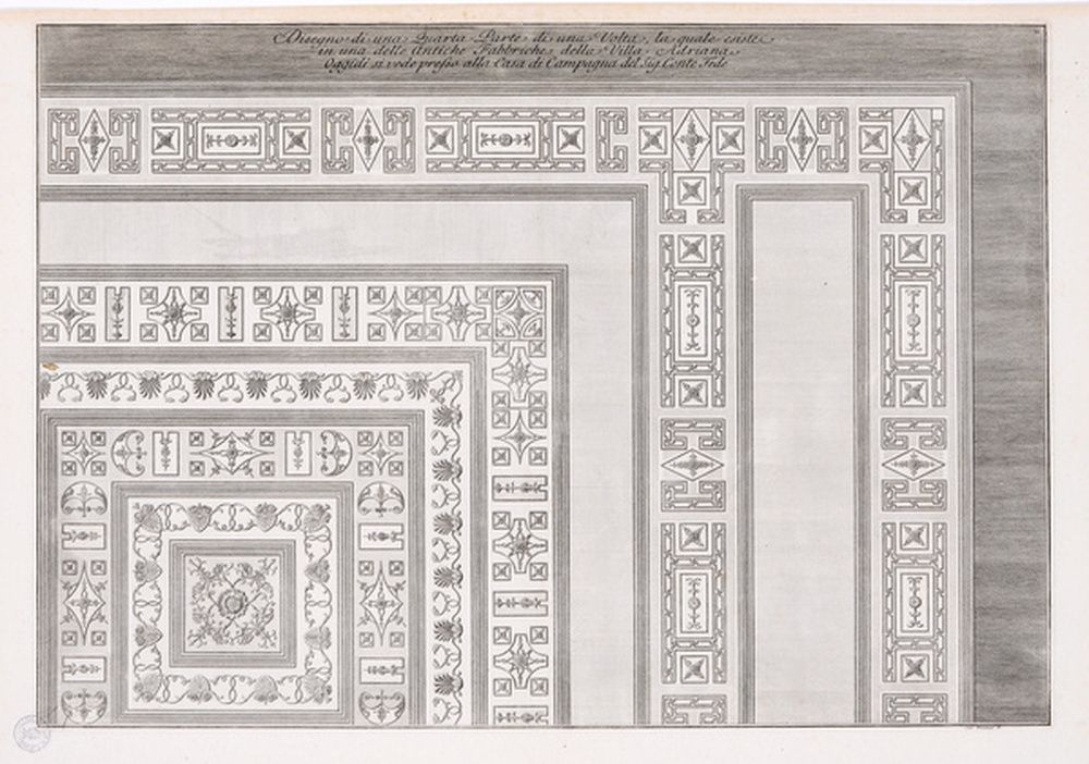Dessin d'une voûte provenant de la villa Adriana à Tivoli