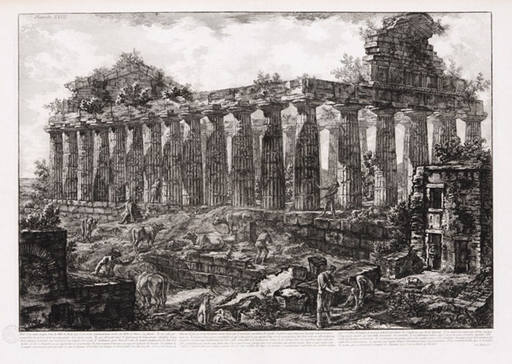 Vue d'un autre temple de Paestum, supposé dédié à Junon