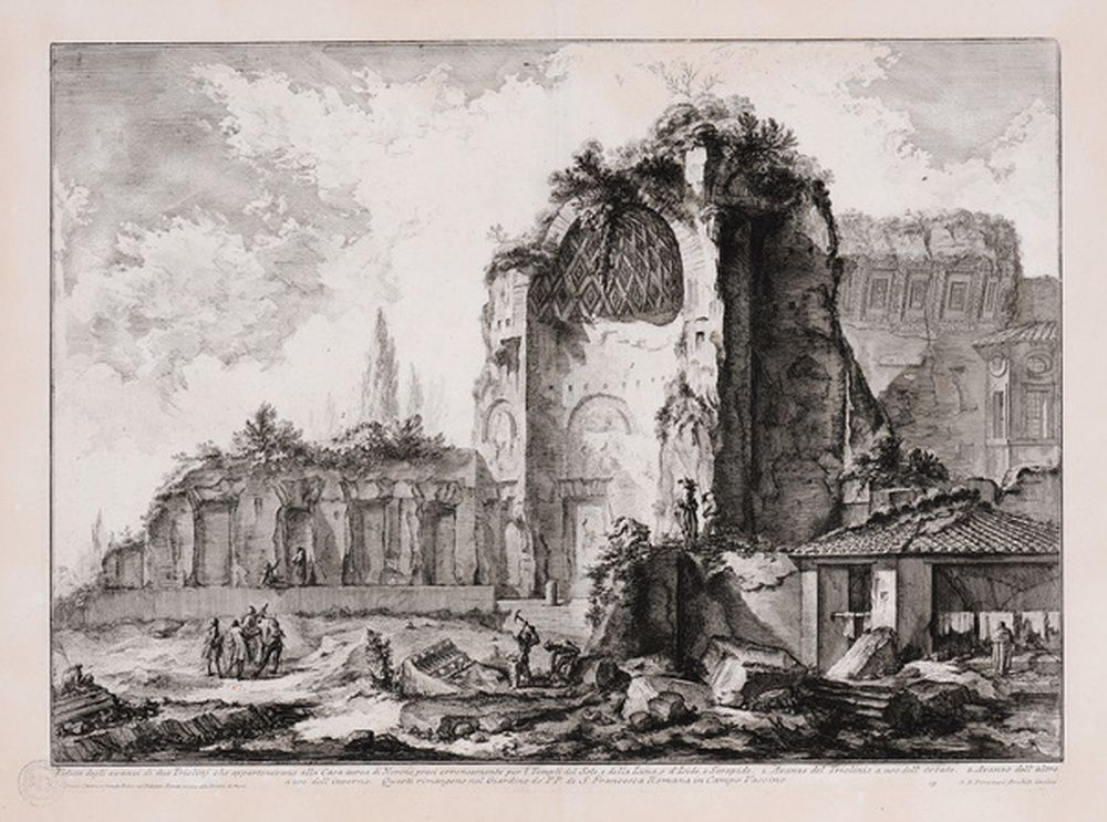 Vue des vestiges des deux Triclinii de la Domus Aurea